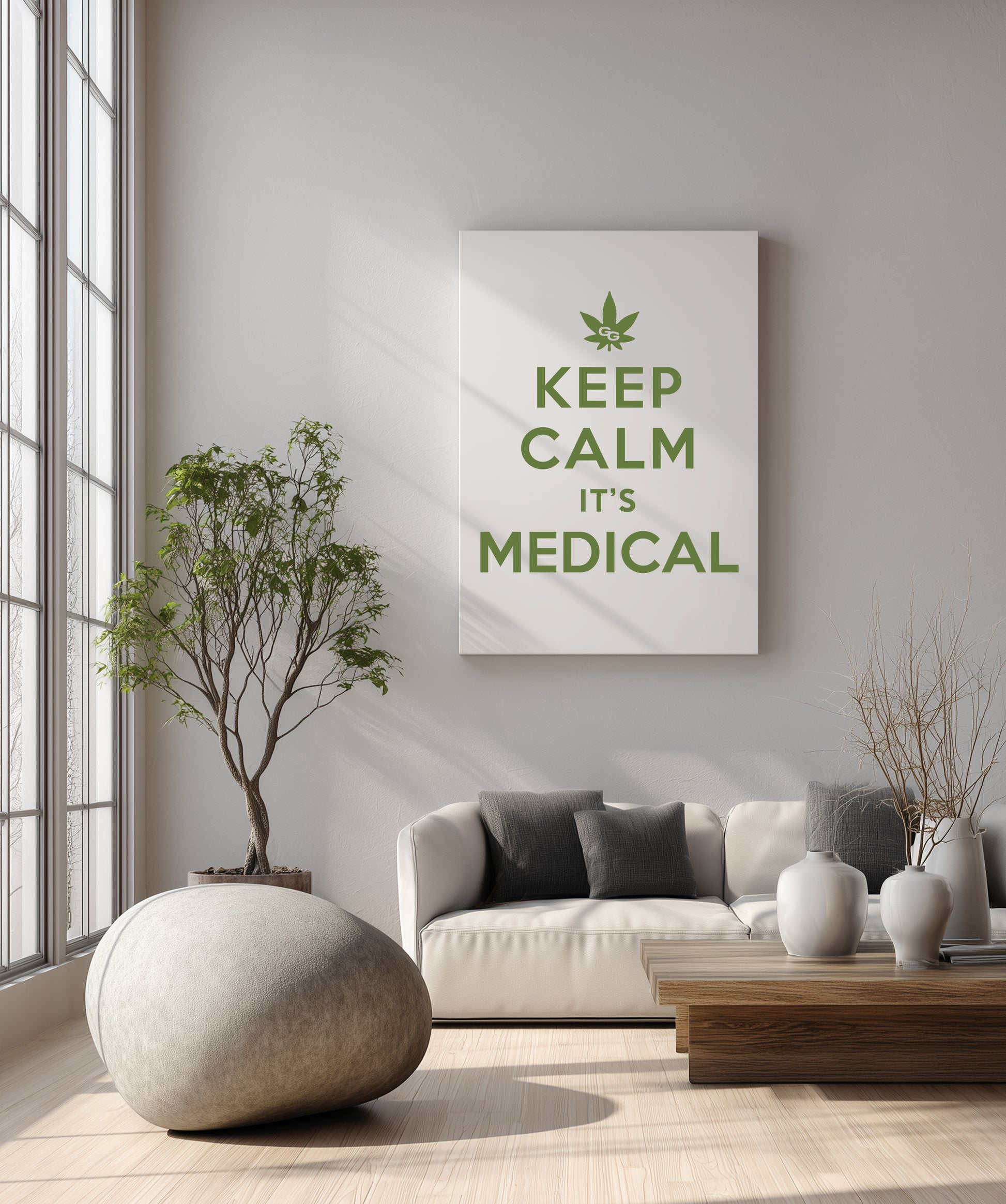 THE GANJA GURU - KEEP CALM WHITE ART