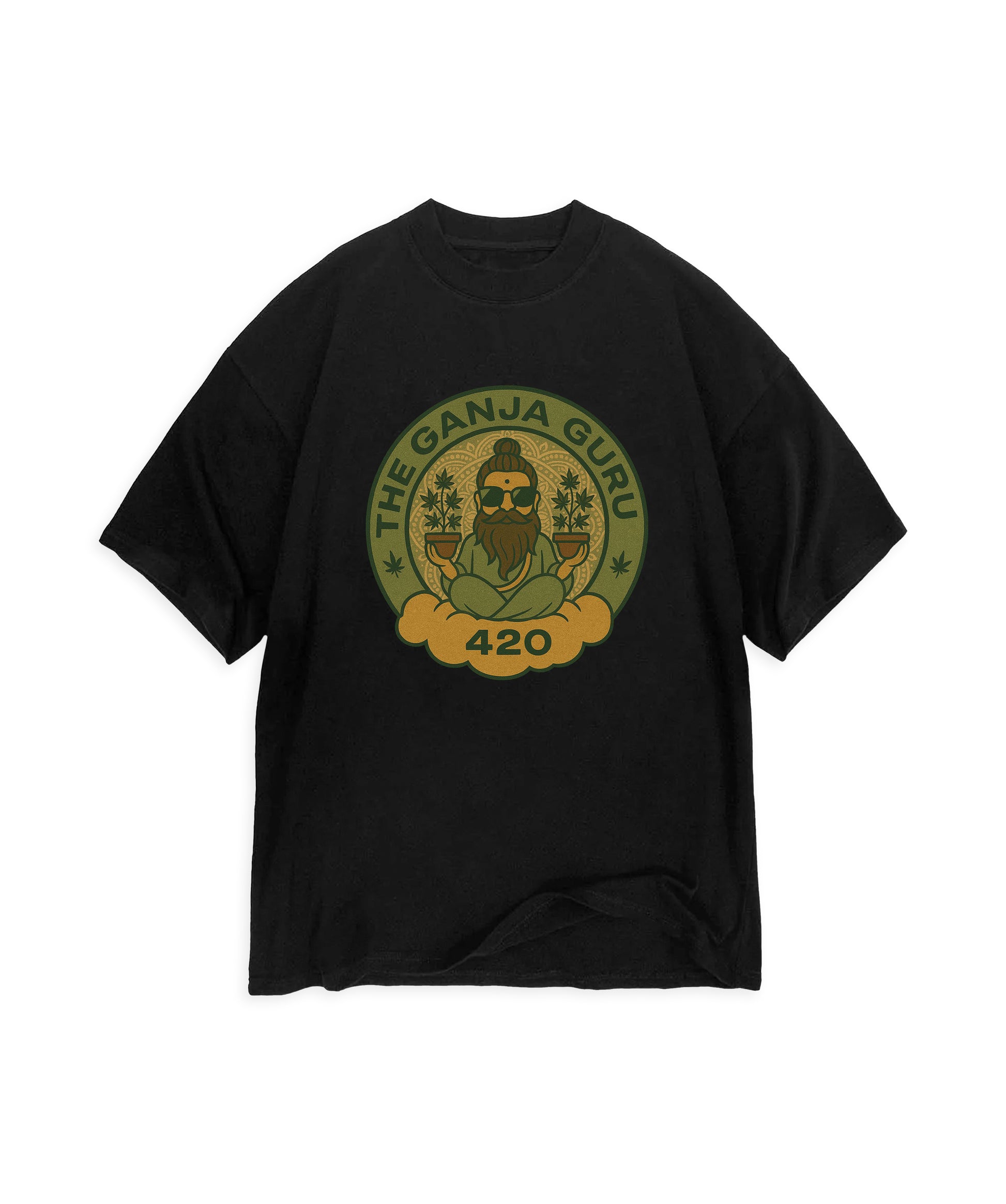 THE GANJA GURU - VINTAGE LOGO BLACK T-SHIRT