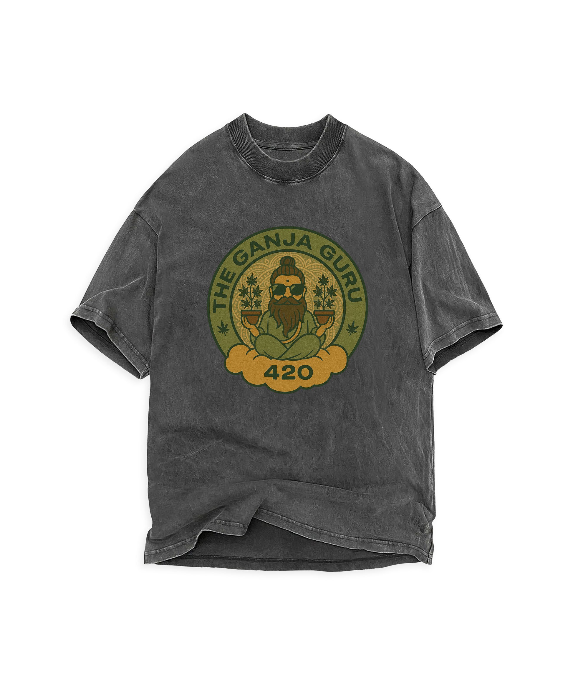 THE GANJA GURU - VINTAGE LOGO CHARCOAL T-SHIRT