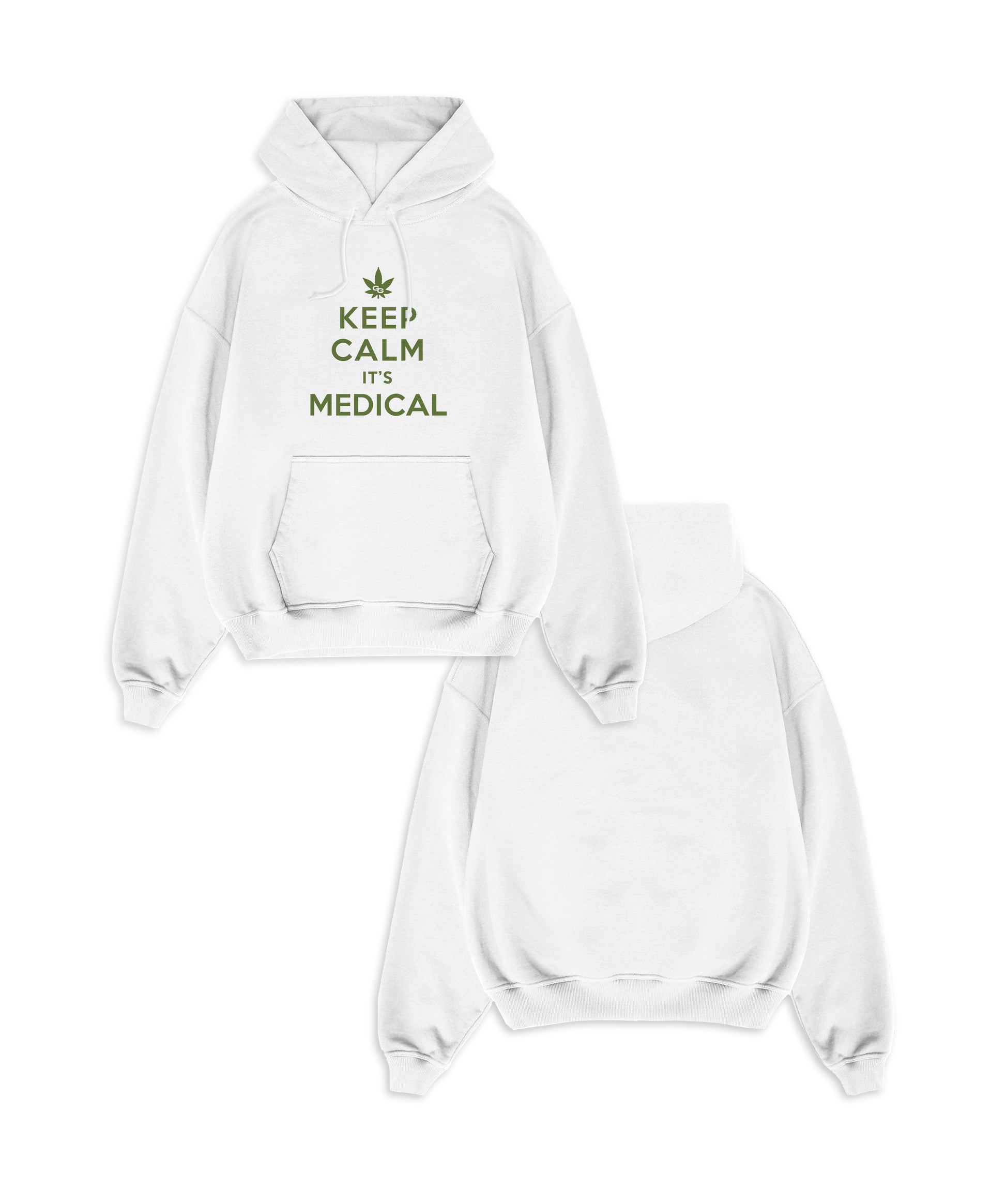 THE GANJA GURU - KEEP CALM WHITE HOODIE