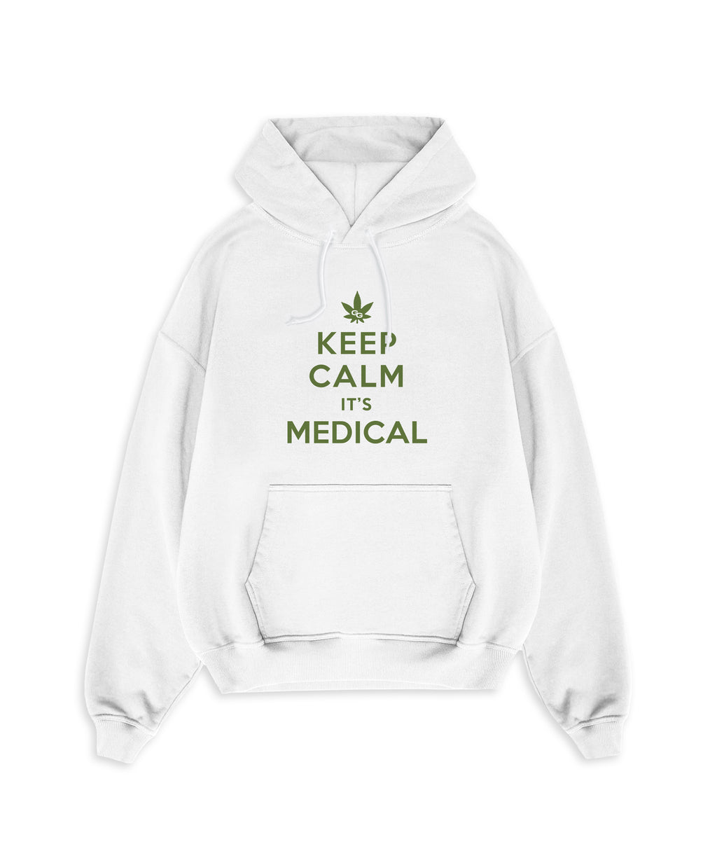 THE GANJA GURU - KEEP CALM WHITE HOODIE