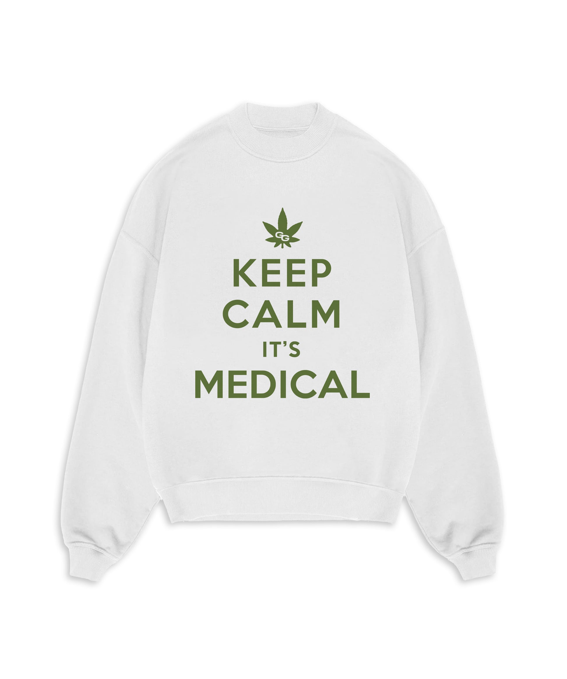 THE GANJA GURU - KEEP CALM WHITE SWEATSHIRT