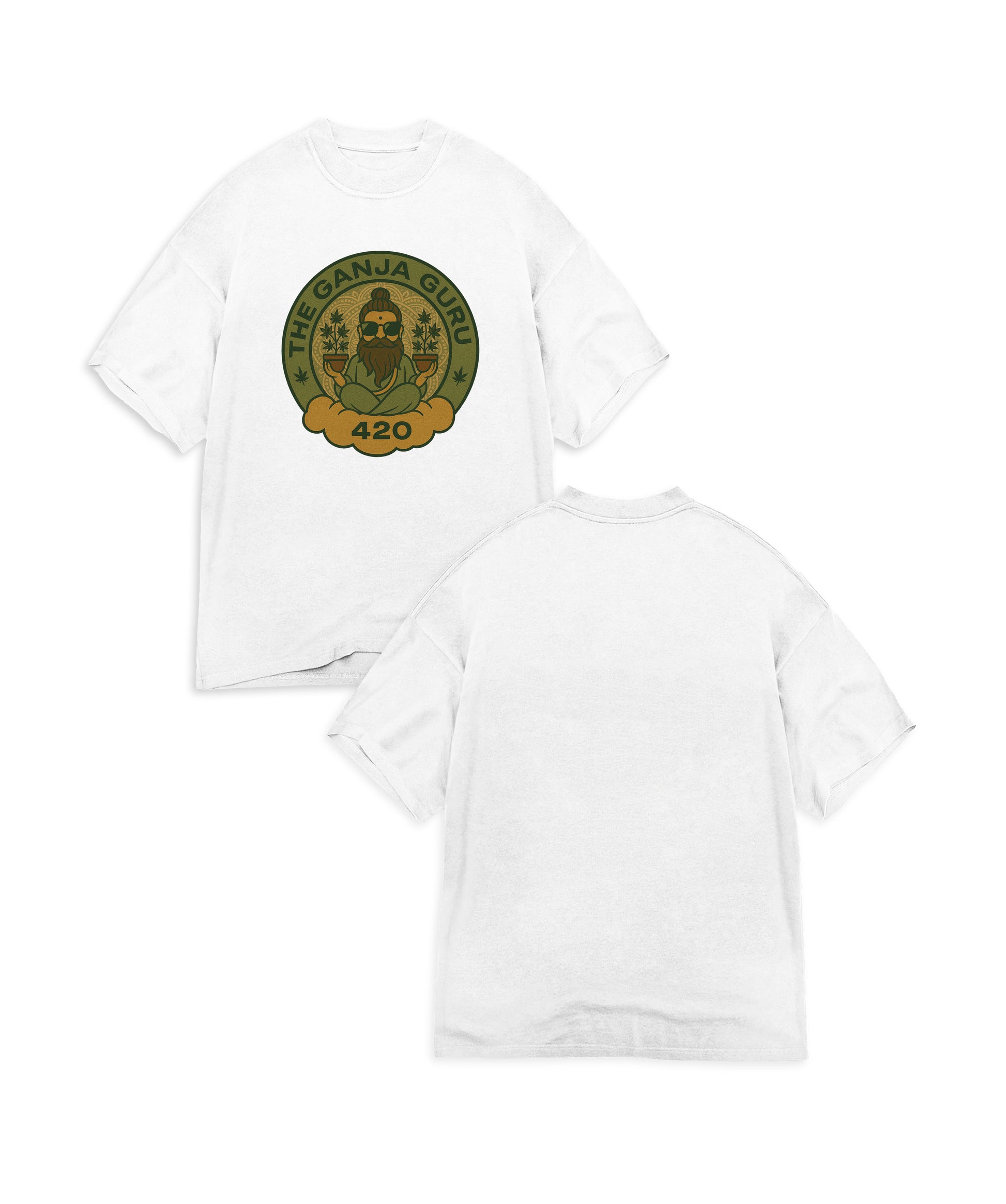 THE GANJA GURU - VINTAGE LOGO WHITE T-SHIRT