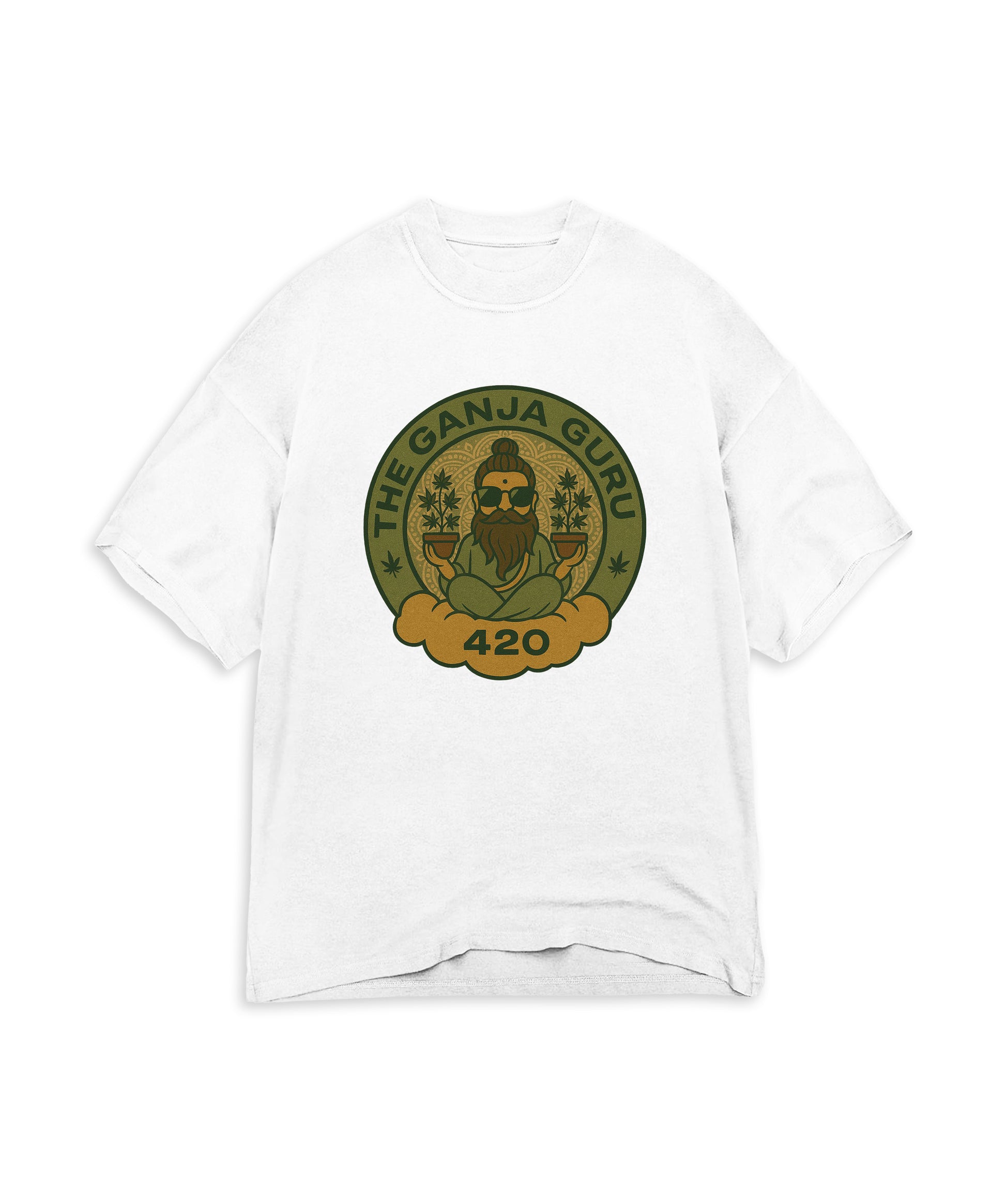 THE GANJA GURU - VINTAGE LOGO WHITE T-SHIRT